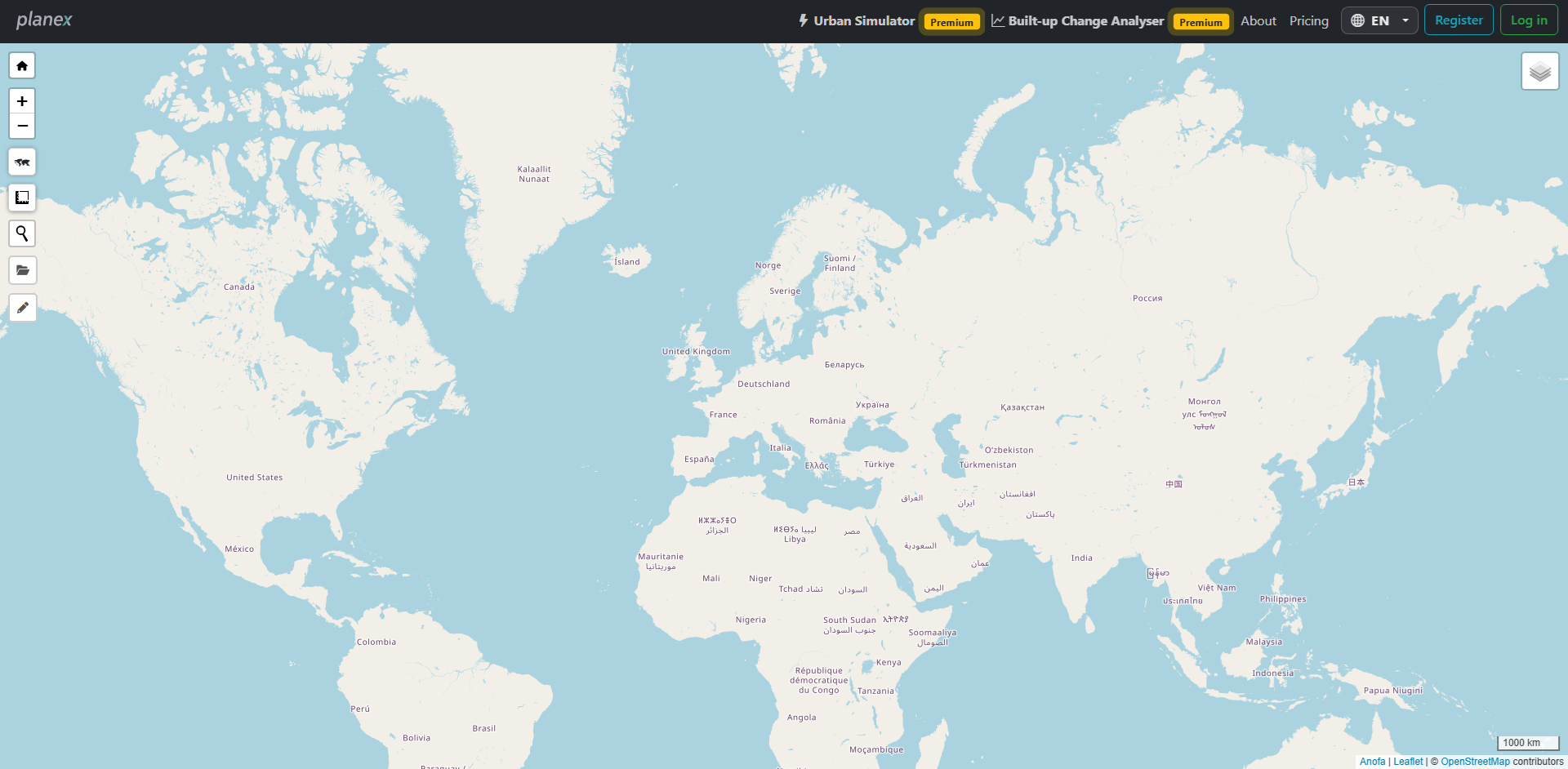 Planex Urban Simulator interface
